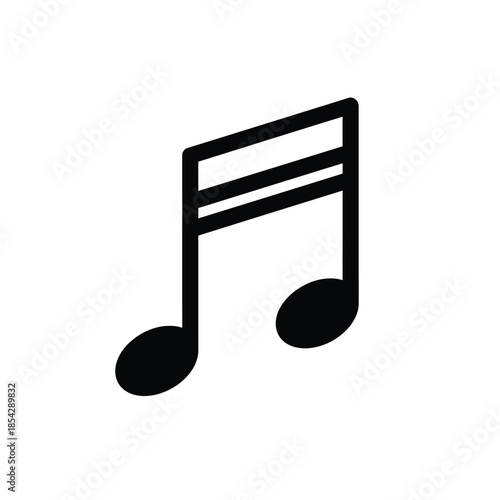 Simple black musical note icon representing melody and rhythm a bold silhouette