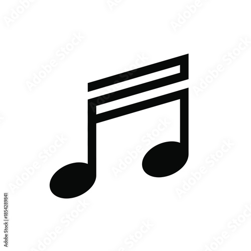 A simple black musical note icon design with elegant lines showcasing a striking silhouette