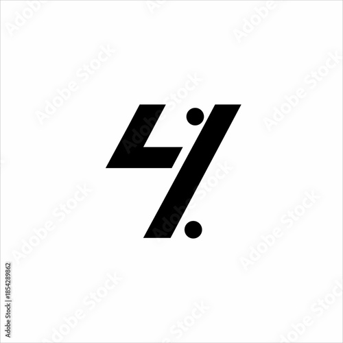Four percent number logo design with slash mark.