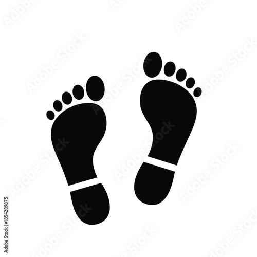 Two black footprints displayed on a white background a simple and stark silhouette
