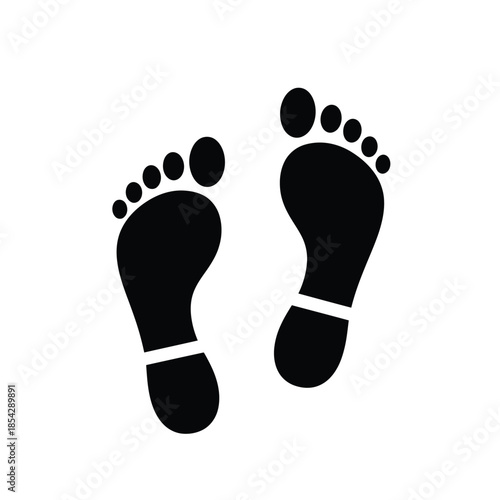 Simple black footprints icon representing steps or trails a minimalist design silhouette