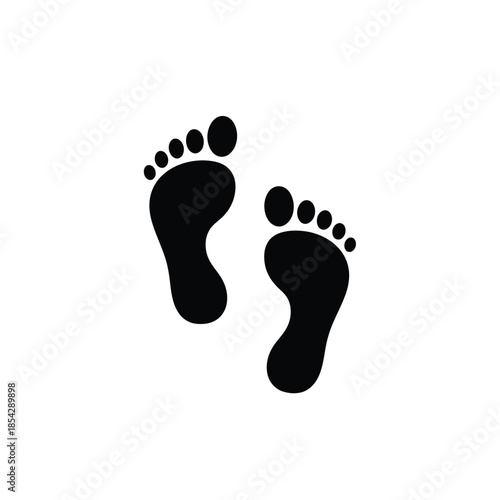 Two black footprints a simple depiction of human steps presented as a bold silhouette