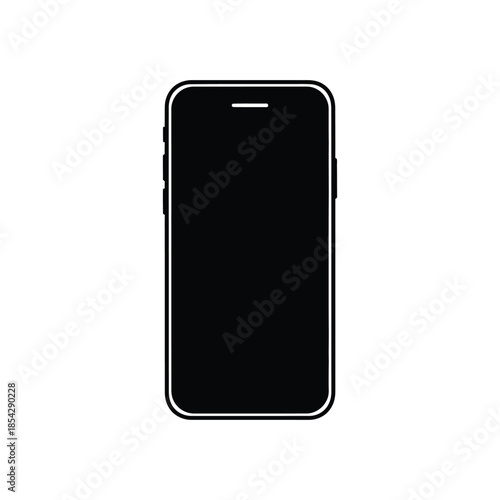 A modern smartphone display showing a black screen and simple frame silhouette