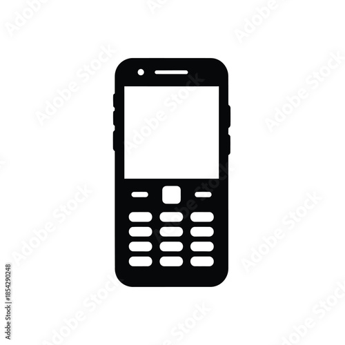 A simple black mobile phone design presented as a stark minimalist silhouette