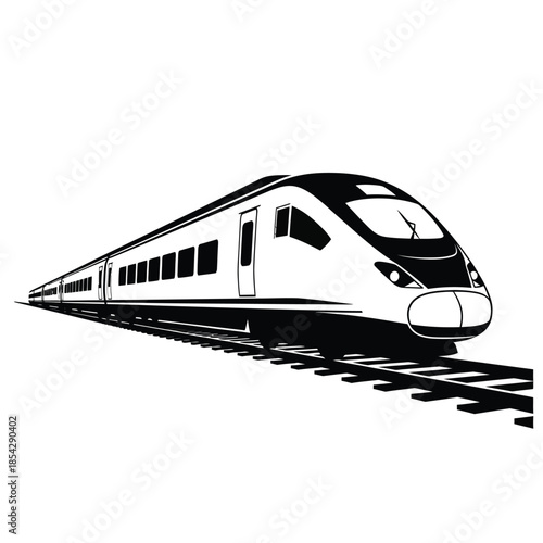 A sleek high speed train design in black and white a striking silhouette