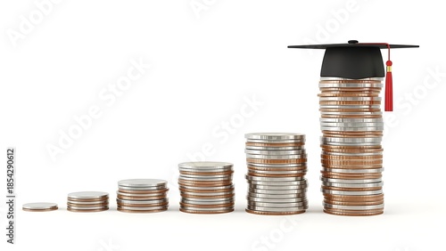  Debt snowball of coins and student loan focus
