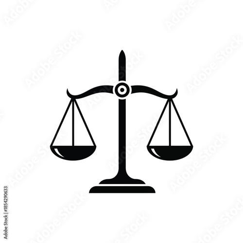 A black scale of justice icon representing balance law and equity silhouette