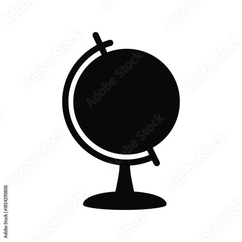 A minimalist depiction of a vintage globe with a distinct black silhouette