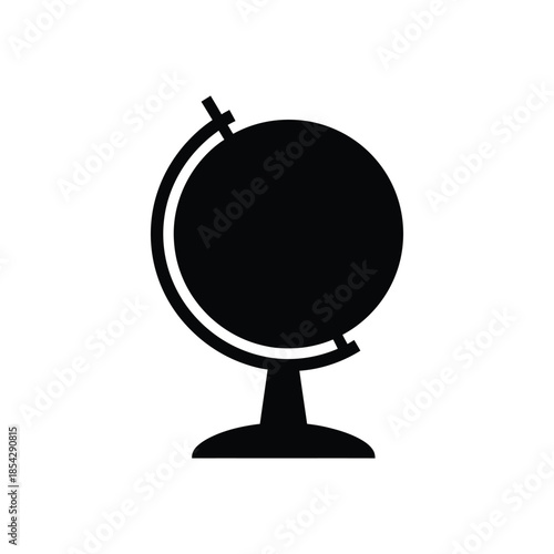 A striking black globe icon presented as a minimalist and elegant silhouette