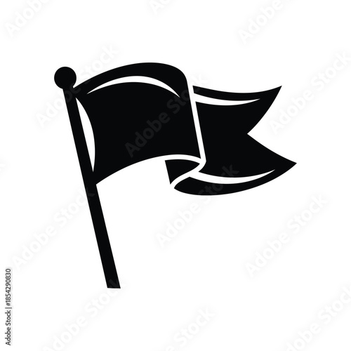 A simple black flag waving in the breeze a bold and striking silhouette