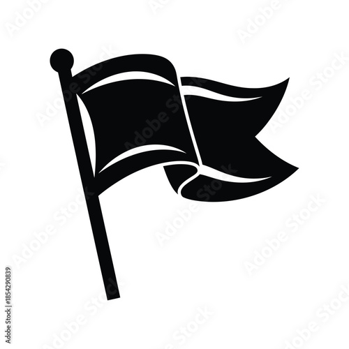A simple black flag waving in the wind a bold and striking silhouette