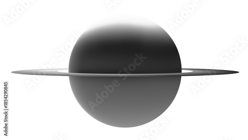 A black and white mockup of the planet Saturn with gradient shadows on the planet itself and its ring or belt. A primitive mockup of the planet Saturn. A primitive template of the planet Saturn.