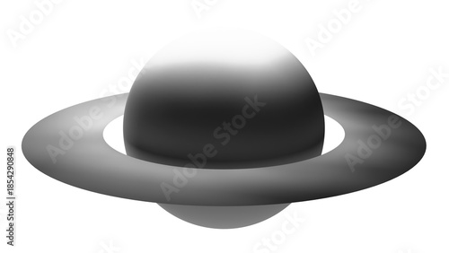 A black and white mockup of the planet Saturn with gradient shadows on the planet itself and its ring or belt. A primitive mockup of the planet Saturn. A primitive template of the planet Saturn.