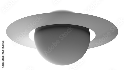 A black and white mockup of the planet Saturn with gradient shadows on the planet itself and its ring or belt. A primitive mockup of the planet Saturn. A primitive template of the planet Saturn.
