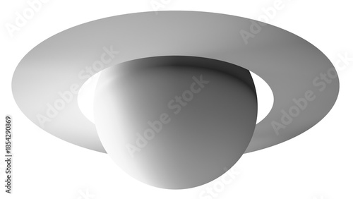A black and white mockup of the planet Saturn with gradient shadows on the planet itself and its ring or belt. A primitive mockup of the planet Saturn. A primitive template of the planet Saturn.