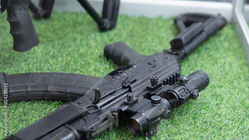 Weapon equipment summary, Overview of gun hardware and related accessories on display, Comprehensive presentation of firearm components including accessories and configurations