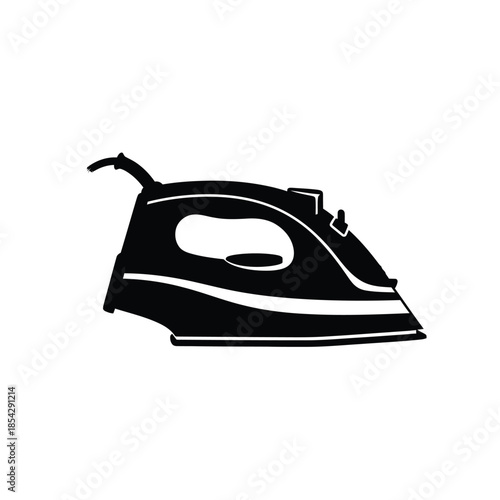 A striking black silhouette of a modern clothing iron simple and clean design silhouette