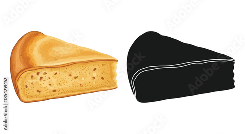 A visual comparison of a cheesecake slice in color and monochrome