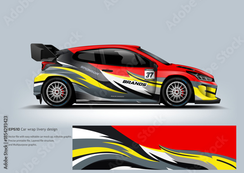 A high-contrast black and yellow racing wrap designed for maximum visibility and aggressive motorsport character.