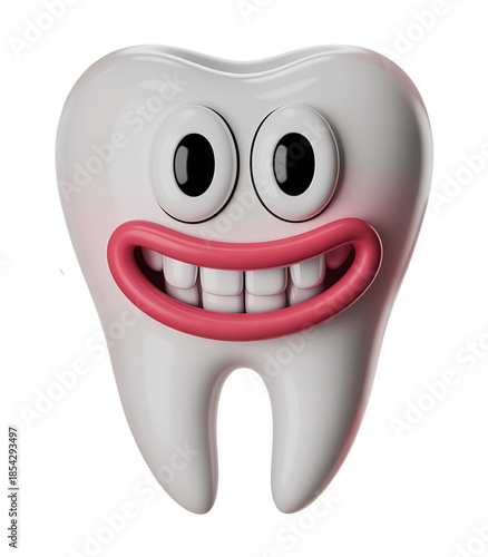 3D Animated Tooth with Happy Face and Cute Smile Design