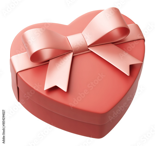 3D Heart-Shaped Pink Gift Box with Elegant Ribbon Bow for Romantic Occasions