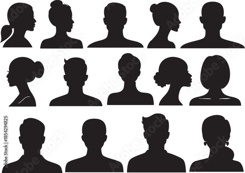 Human Upper Silhouettes on White Background Vector Fully Editable Smart Object Text Effect