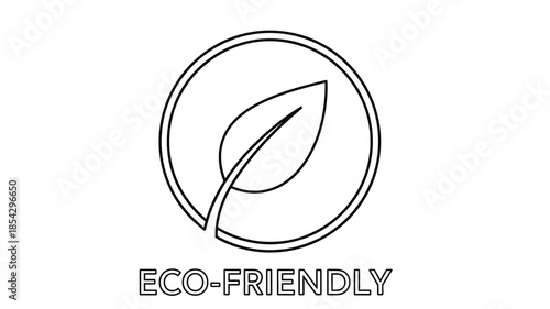 Simple eco friendly logo design featuring a leaf within a circular frame with text below