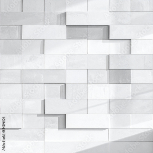 Minimalist modern white brick wall with subtle depth and soft natural shadows. Clean architectural texture for web backgrounds, interior design mockups, branding, presentations, modern UI layouts.