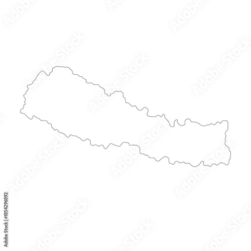 Map of Nepal, sign silhouette. World Map Globe. Vector Illustration isolated on white background. Asian continent.