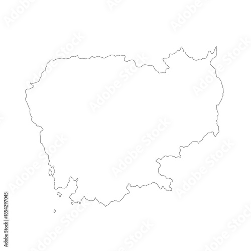 Map of Cambodia, sign silhouette. World Map Globe. Vector Illustration isolated on white background. Asian continent.
