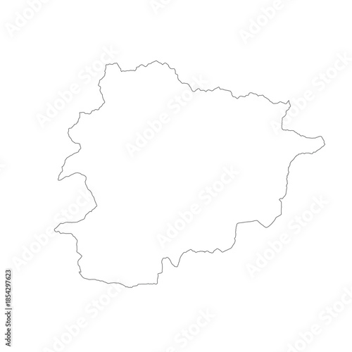 Map of Andorra, sign silhouette. World Map Globe. Vector Illustration isolated on white background. Europe continent.