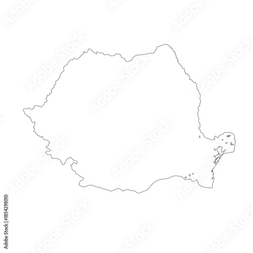 Map of Romania, sign silhouette. World Map Globe. Vector Illustration isolated on white background. Europe continent.