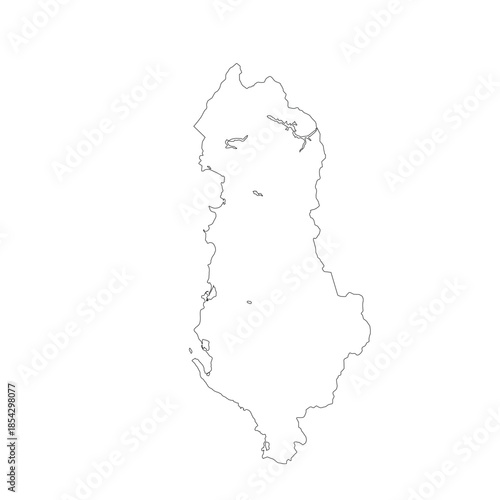 Map of Albania, sign silhouette. World Map Globe. Vector Illustration isolated on white background. Europe continent.