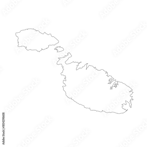 Map of Malta, sign silhouette. World Map Globe. Vector Illustration isolated on white background. Europe continent.