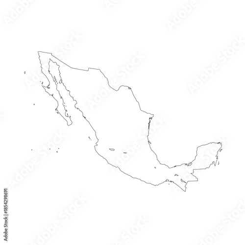 Map of Mexico, sign silhouette. World Map Globe. Vector Illustration isolated on white background. North America continent.