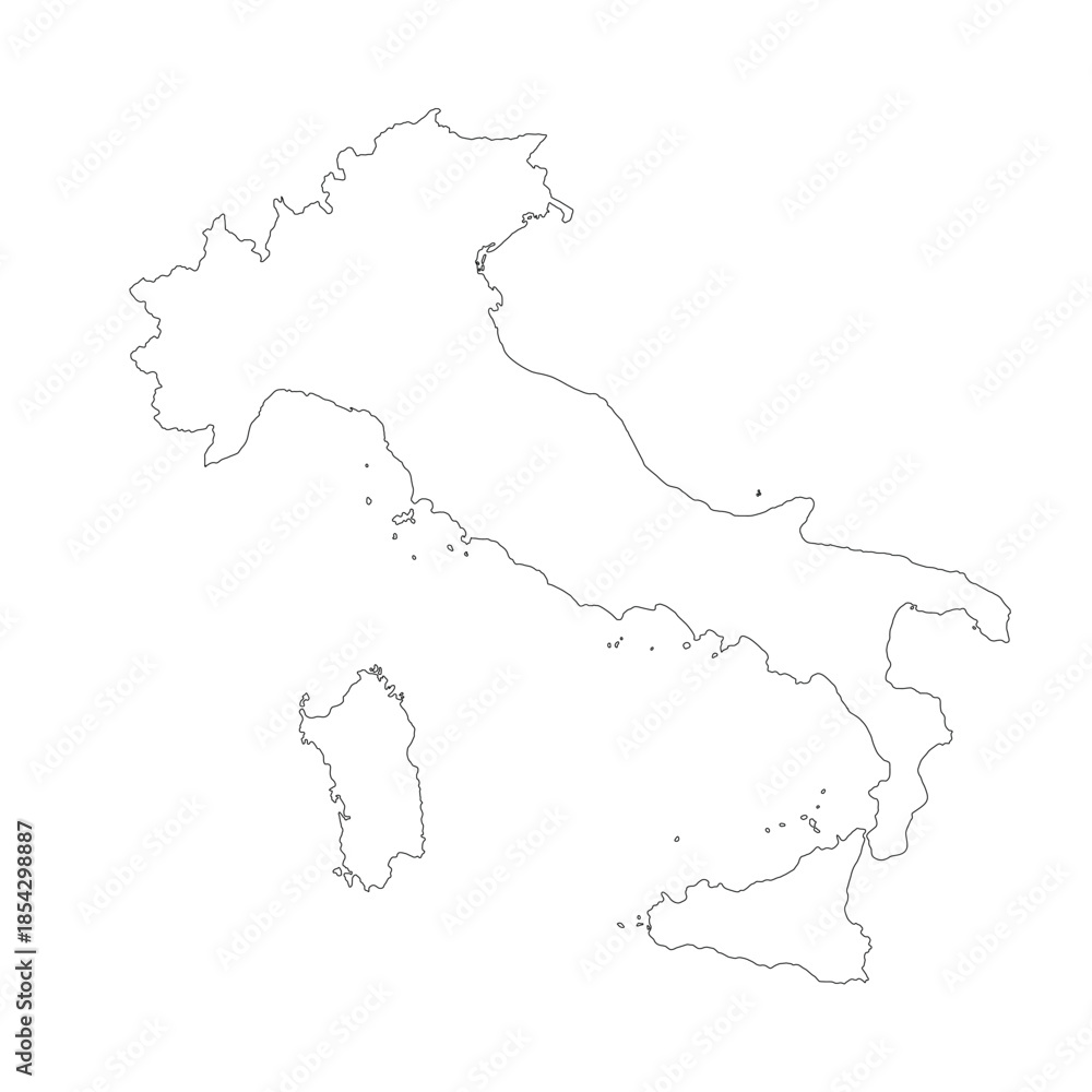 Fototapeta premium Map of Italy, sign silhouette. World Map Globe. Vector Illustration isolated on white background. Europe continent.