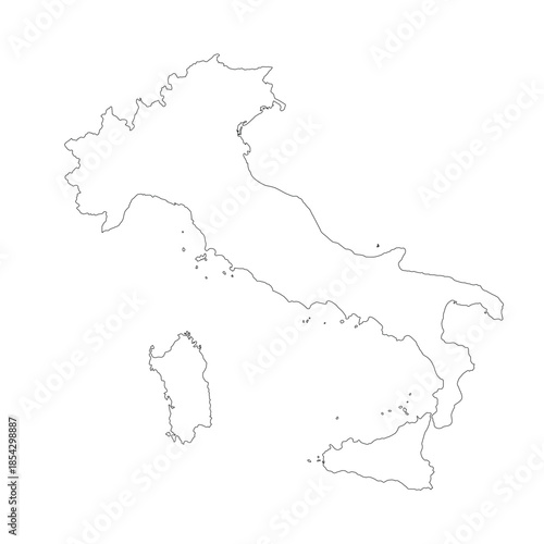 Map of Italy, sign silhouette. World Map Globe. Vector Illustration isolated on white background. Europe continent.