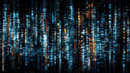 Wallpaper Mural Bright lines and patterns fill the dark space showing a mix of blue and orange lights. The design gives a digital feel evoking a sense of technology and energy. Torontodigital.ca