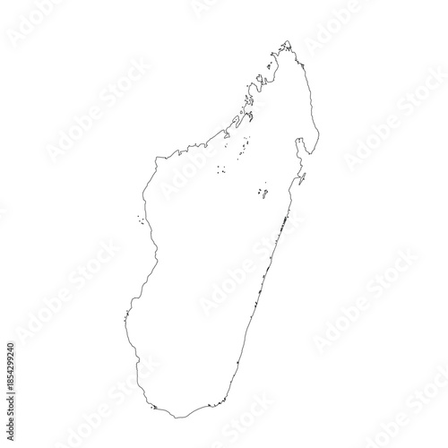 Map of Madagasсar, sign silhouette. World Map Globe. Vector Illustration isolated on white background. African continent.