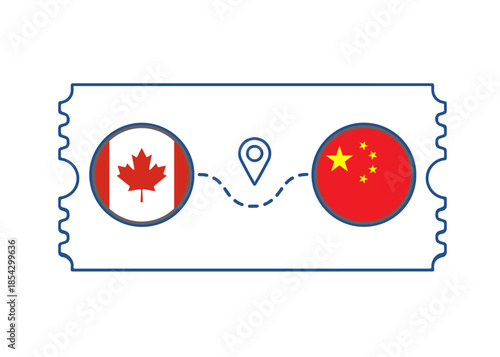 Canada – China International Travel Route vector ticket
Vector ticket route between countries
