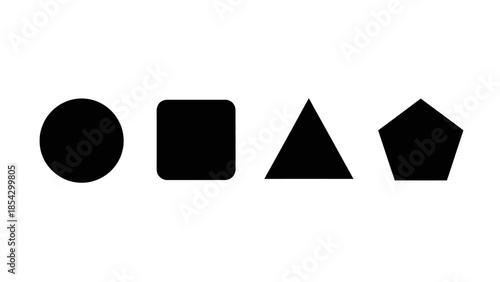 A simple arrangement of basic geometric shapes on a clean white background