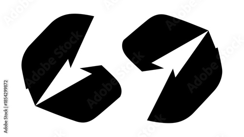 Abstract black arrows symbol on white background representing motion and direction