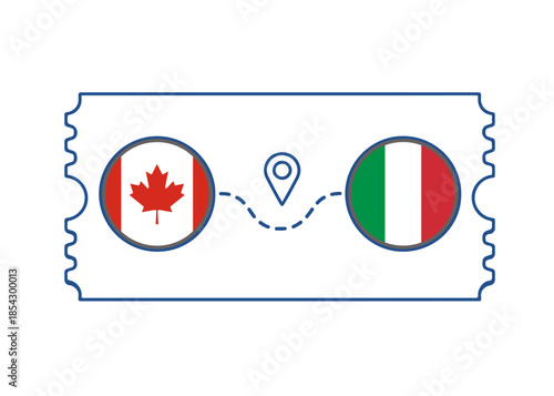 Canada – Italy International Travel Route vector ticket
Vector ticket route between countries