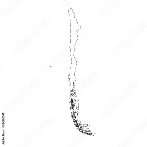 Map of Chile, sign silhouette. World Map Globe. Vector Illustration isolated on white background. South America continent.