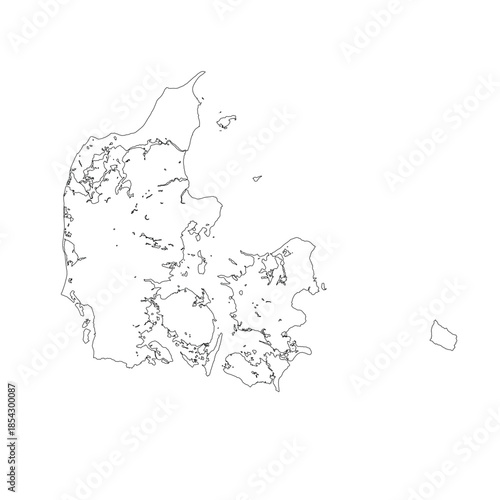 Map of Denmark, sign silhouette. World Map Globe. Vector Illustration isolated on white background. Europe continent.