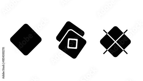 Abstract Geometric Shapes Collection Featuring Rounded Squares and Grids