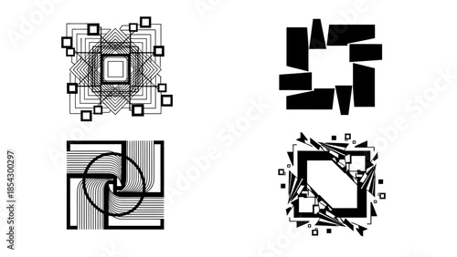 Abstract Geometric Shapes Four Distinct Contemporary Graphic Designs