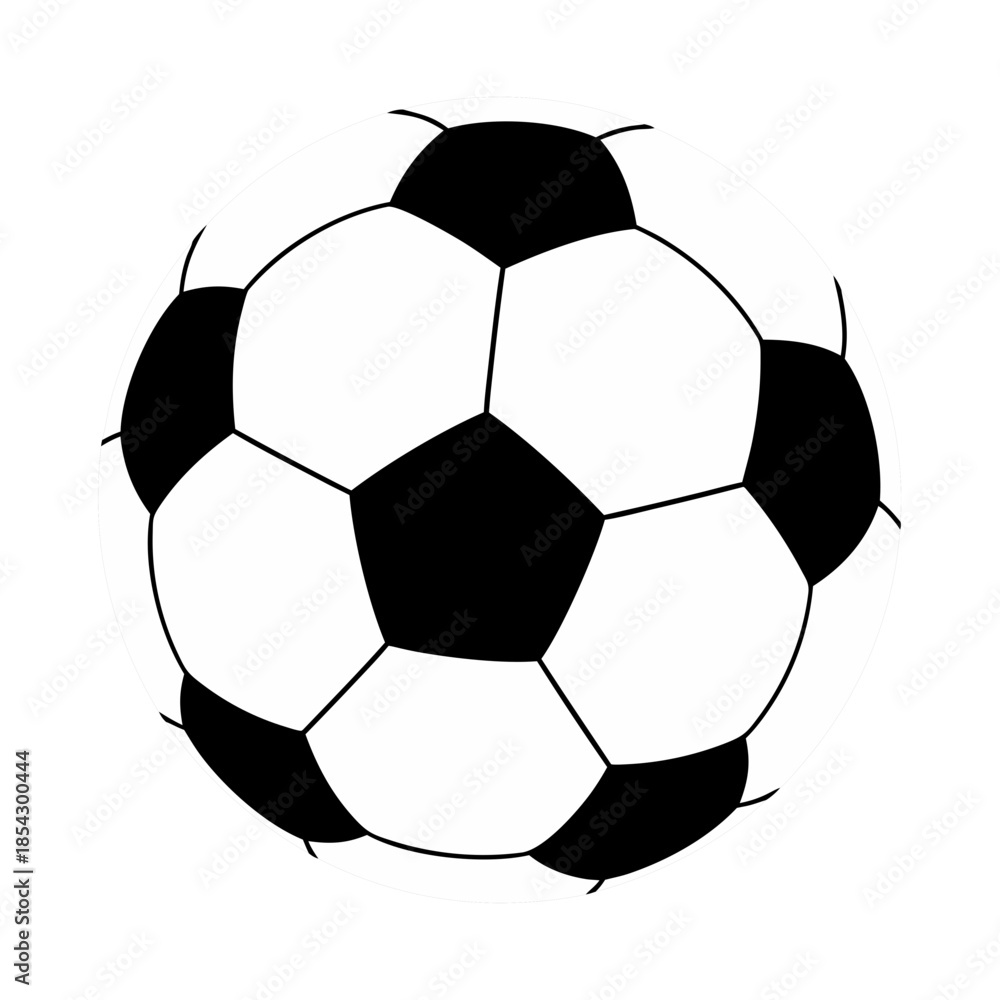 Obraz premium Black-and-white soccer ball in classic design on transparent background, isolated, vector