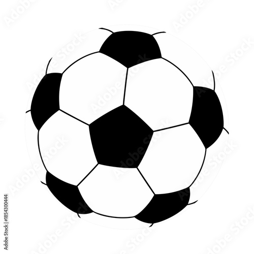 Black-and-white soccer ball in classic design on transparent background, isolated, vector