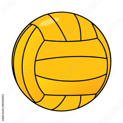 Bright yellow water polo ball design on transparent background, isolated, vector